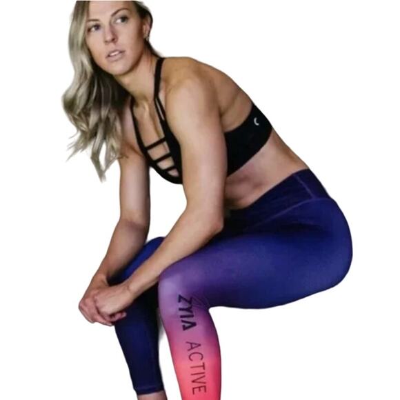 Zyia Active Purple Ombre Light N Tight Logo Leggings Size 2 - Picture 1 of 9
